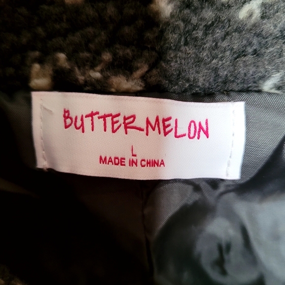 Butter Melon Sherpa Full Lined Black & Gray Women's Teddy Bomber Jacket Boutique - Picture 8 of 10